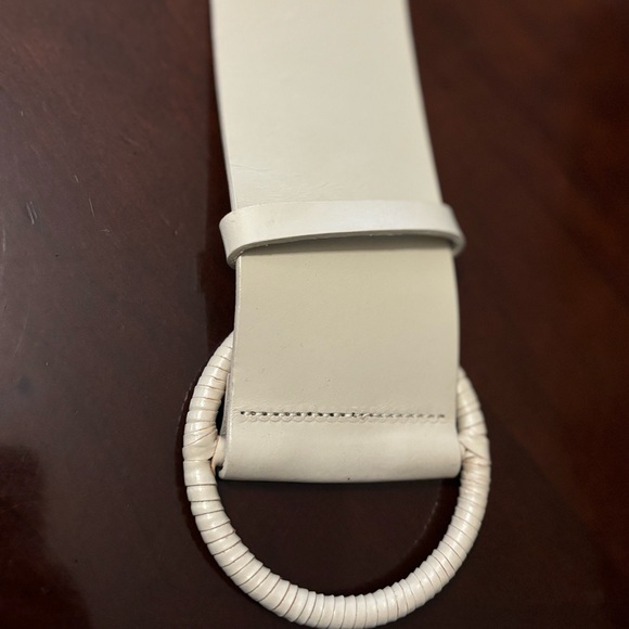 Rachel Parcell Wide Leather‎ Belt Cream Size Medium - Picture 11 of 11